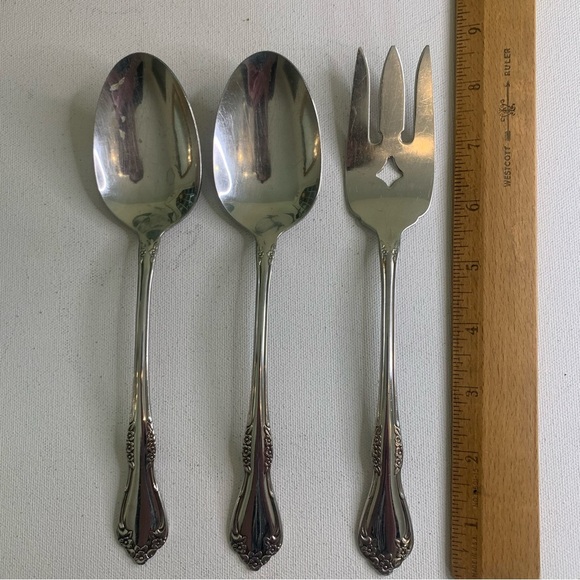 3 Pc SERVING SET Wm A Rogers Deluxe Stainless MANSFIELD AMADEUS Oneida Ltd 8.5" - Picture 11 of 12